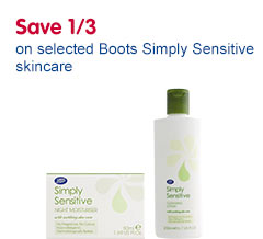 Save one third on selected Boots Simply Sensitive